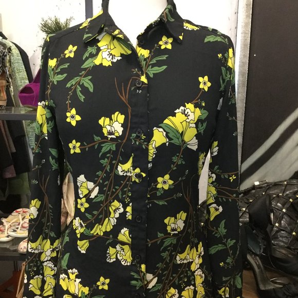 who what wear floral print long sleeves top